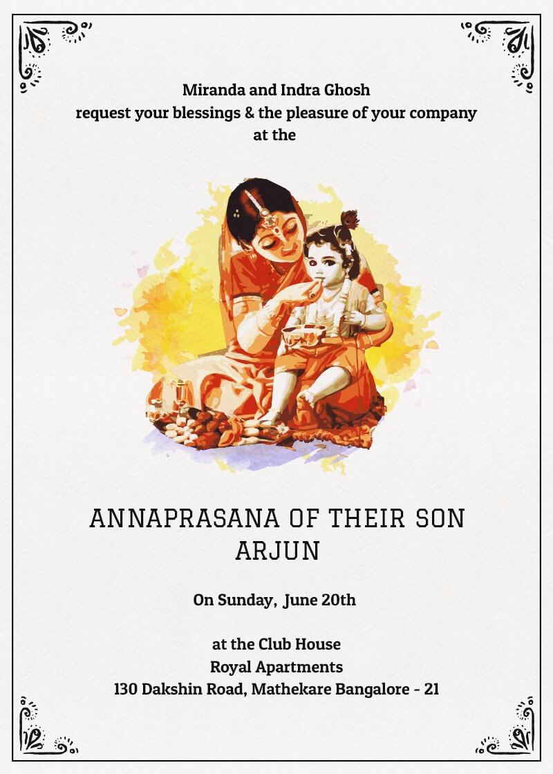 Free Annaprasan Invitation Card Design - First Rice Invitation Annaprashan ...