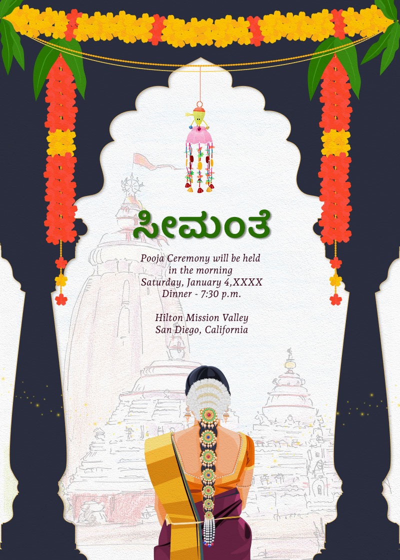 Seemantham invitation cards online 2024 free