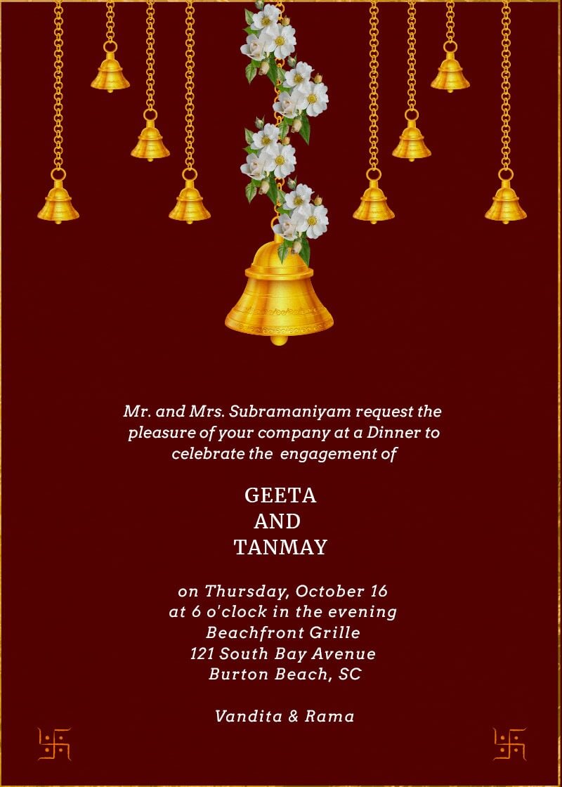 Indian Engagement WhatsApp Invitation E-card at Rs 499/piece | Invitation  in Mumbai | ID: 2852909801055