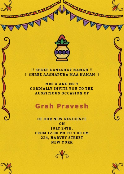 baby template invitation word card shower Grah Invites Invitation  Pravesh Colors