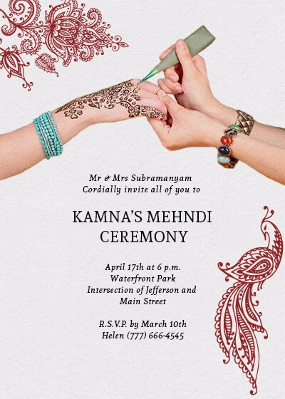 Henna Mehndi Ceremony Invitation - Invites