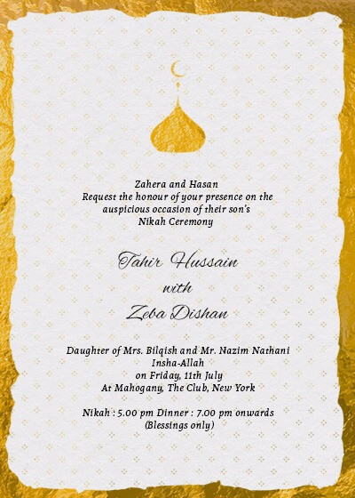 Nikah Ceremony - Elegant Gold Foil Invitation - Invites