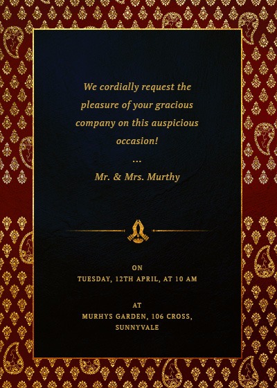 Ethnic Royal Frame Invitation - Invites